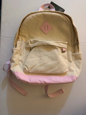 Canvas Everyday Backpack - Cream & Pink